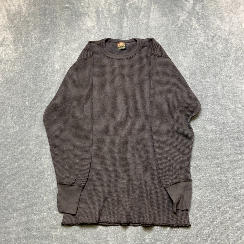 VTG Greatland Thermal Shirt Men Large Black Waffle Knit Long Sleeve Pullover Tee